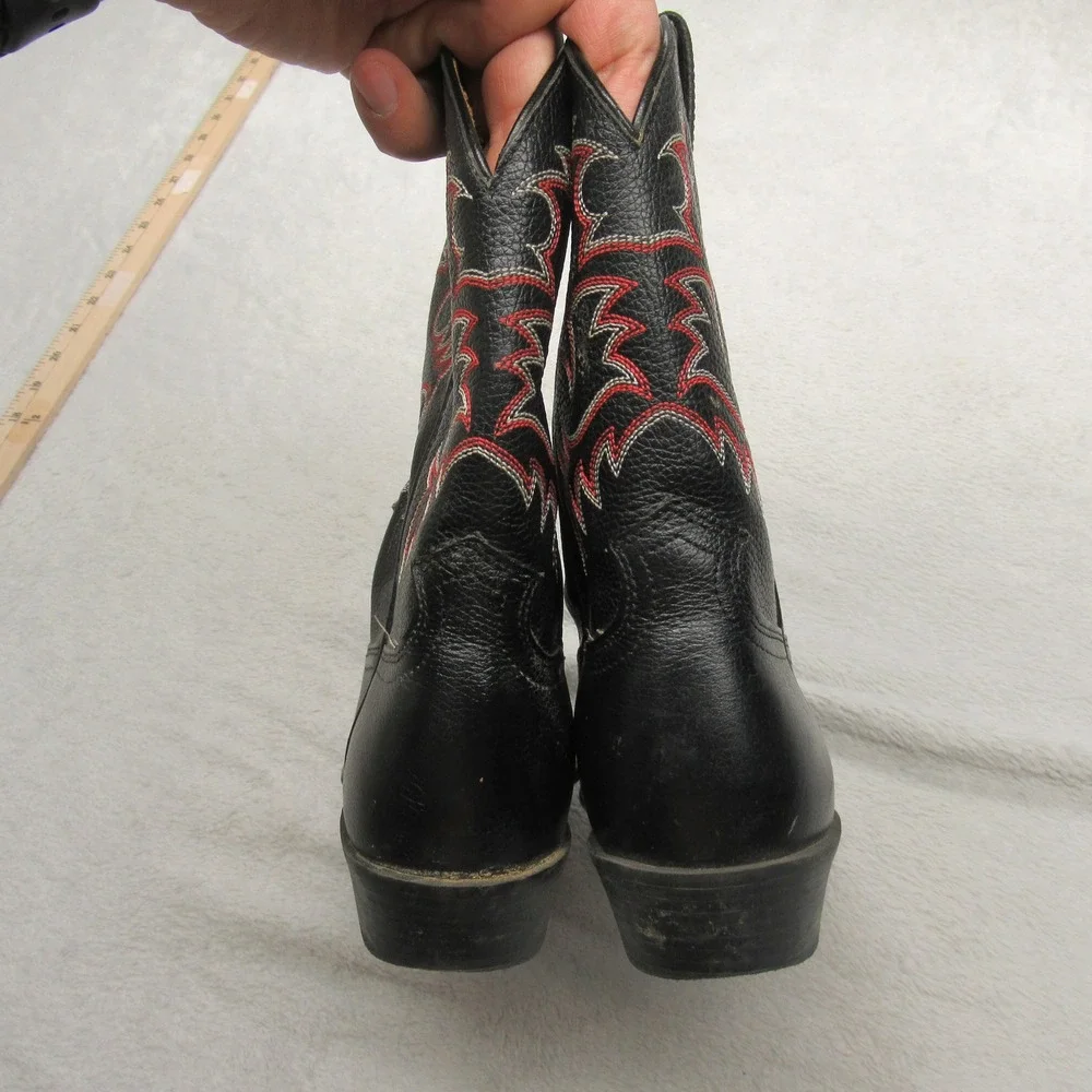 Ariat Western Boots Youth 4 Black Red Leather Cowboy Square‎ Toe Rodeo